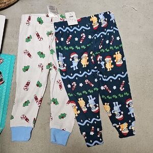 Nwt 2 Pairs Bluey And Candy Canes Pj Pants 18months